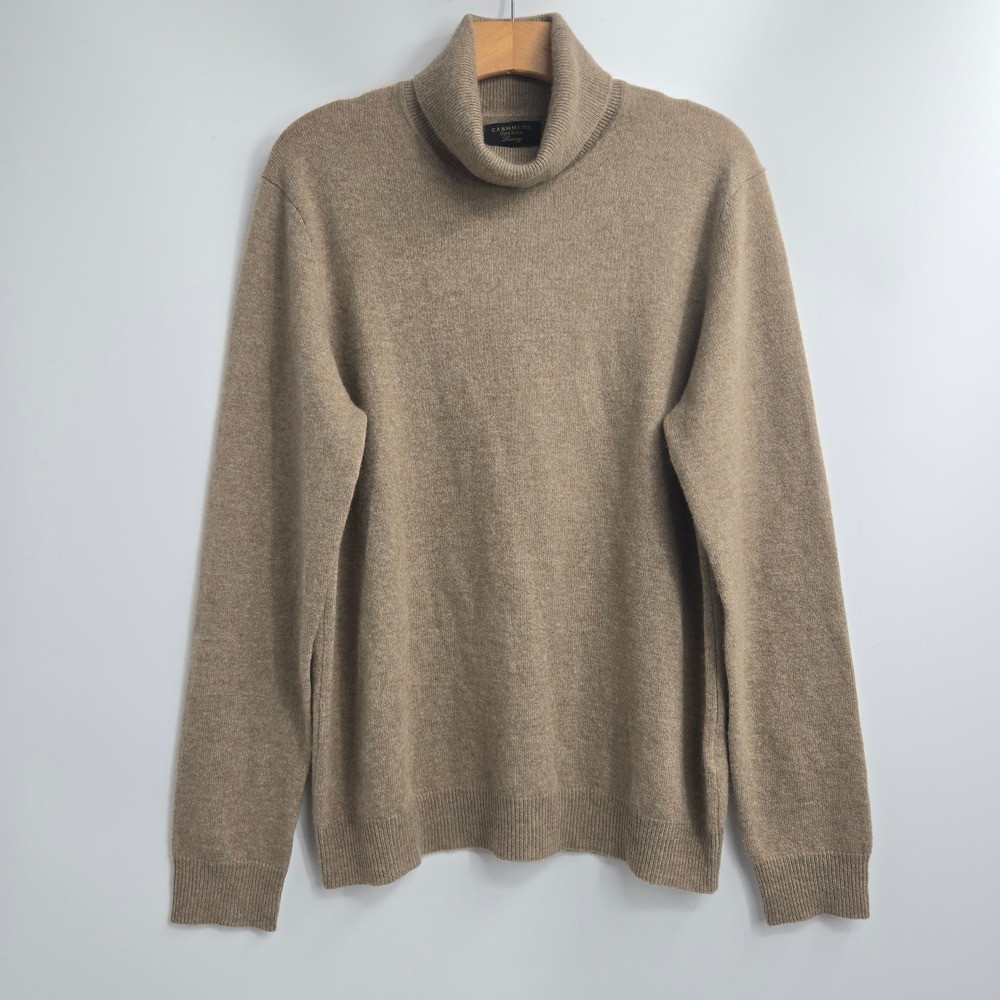 Club Room Luxury Cashmere Turtleneck Sweater Women's Medium Tan Heather
